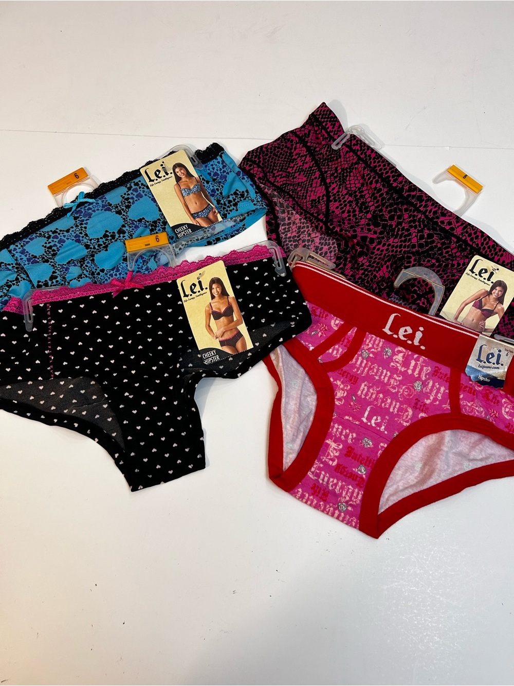 lei Women's Mixed-Print Hipster Panties - Black, Blue, Pink, Red